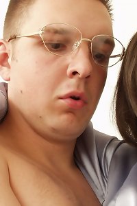 a mature damsels with a unshaved pussy rides an senior dude on the couch